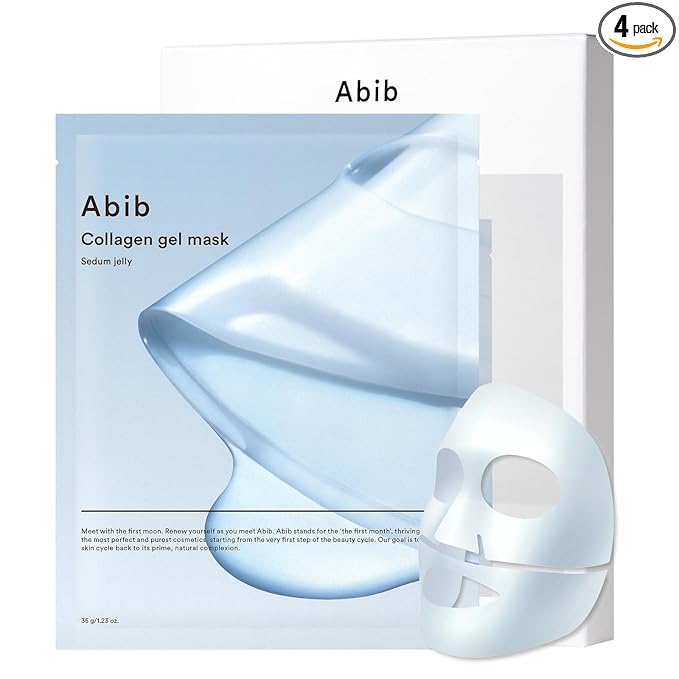 Abib Abib Collagen Gel Mask Sedum Jelly 4 Sheets (Hydrating) I Korean Vegan Collagen, Cooling Hydrating Hyaluronic Acid Hydrogel Face Mask Skin Care skincare