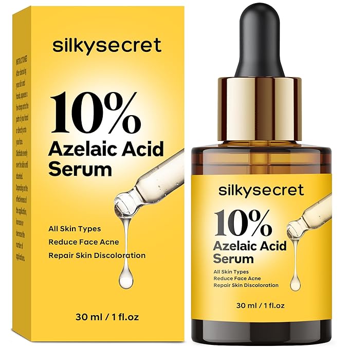 SilkySecret 10% Azelaic Acid Serum (1 Fl Oz), Niacinamide Infused Skin Care for Face, Pore Minimizing, Redness Relief, Reduce Cystic Acne Scar, Blemish Control Serum Serum