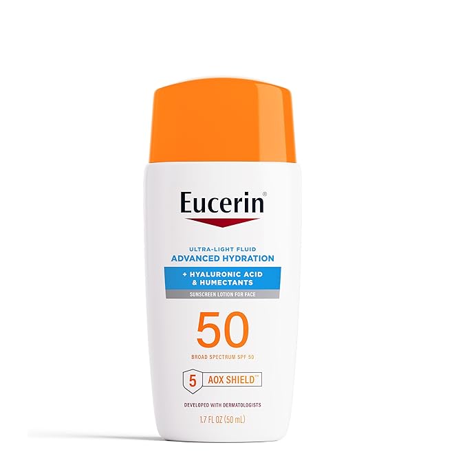 Eucerin Eucerin Sun Advanced Hydration Ultra-Lightweight Face Sunscreen SPF 50 with Hyaluronic Acid & Humectants, Hydrating Sunscreen for Face, Non Comedogenic and Hypoallergenic, 1.7 Fl Oz Bottle Sunscreen