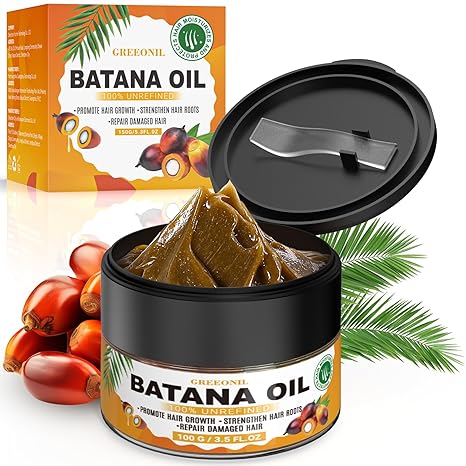 GREEONIL Batana Oil for Hair Growth, Dr Sebi Raw Batana Oil for Men Women, 100% Unrefined, Organic and Natural, Eliminate Frizzy, Damaged and Split Ends, Make Hair Smooth and Shine skincare