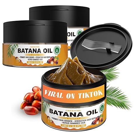GREEONIL Batana Oil for Hair Growth, Dr Sebi Raw Batana Oil for Men Women, 100% Unrefined, Organic and Natural, Eliminate Frizzy, Damaged and Split Ends, Make Hair Smooth and Shine,3 Pack skincare
