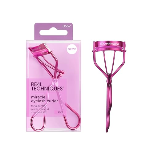 Real Techniques Real Techniques Miracle Eyelash Curler, Gentle Lash Tool for Lifted Lashes, Use with Mascara for Extra Volume, Travel-Size Lash Curler, Comfort Grip & Pinch-Free Design, Pink, Cruelty-Free, 1 Count skincare