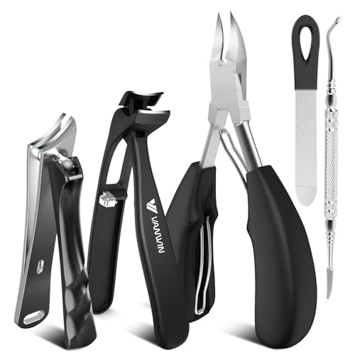 VANWIN VANWIN Toenail Clippers for Thick Toenails for Seniors, Heavy Duty Wide Jaw Large Toe Nail Clippers for Thick Nails for Men, Angled Head & 45° Sharp Slanted Ingrown Toenail Clippers Set Black skincare