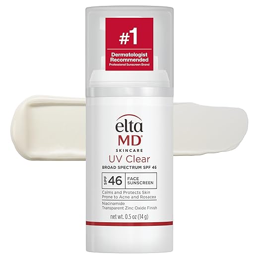 EltaMD UV Clear Tinted Face Sunscreen SPF 46, Oil Free Sunscreen for Sensitive Skin with Zinc Oxide, Dermatologist Recommended Makeup/Base
