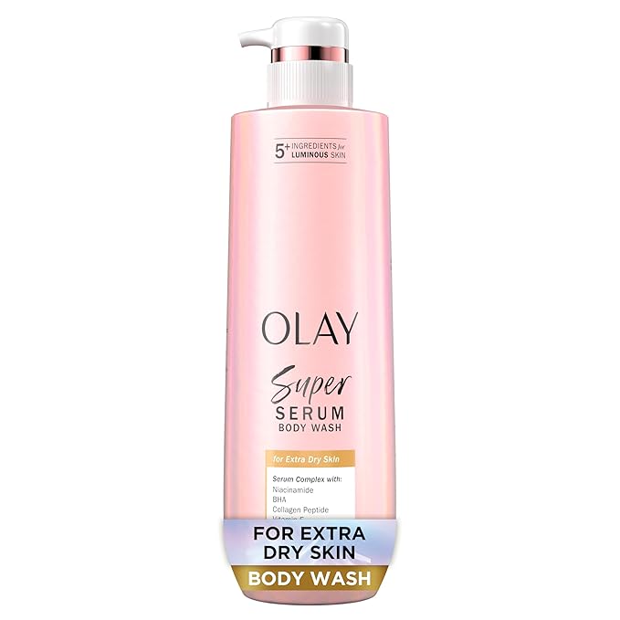 Olay Olay Super Serum Body Wash for Extra Dry Skin, 24hr Long Lasting Hydration, 5+ Ingredient Complex for Bright Even Firm Luminous Skin, 18.5 fl oz Korean face wash