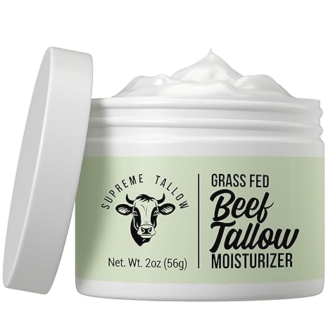 Peak Performance Supreme Grass Fed Beef Tallow Moisturizer For Sensitive Skin. Unscented Ultra High Purity Whipped Tallow Balm. 2-In-1 Face Cream And Body Lotion For Dry, Damaged, Or Sensitive Skin Care. Moisturiser