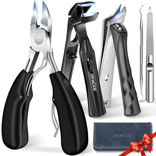 DRMODE 2026 Toenail Clippers for Thick Toenails for Seniors, Angled Head Large Toe Nail Clippers Set for Men, Heavy Duty Ingrown Toenail Clippers with Long Handle, Ultra Sharp Slanted Nail Cutter Wide Jaw skincare