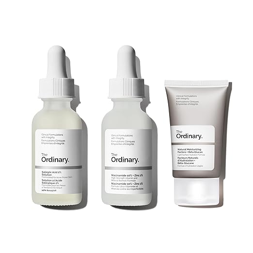 The Ordinary Acne Collection - Skin Care Bundle Set For Oily, Acne Prone Skin - Salicylic Acid 2% Solution, Niacinamide 10% + Zinc 1%, Natural Moisturizing Factors + Beta Glucan Moisturiser
