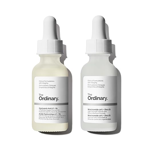 The Ordinary Skin Support Basics Duo - Skin Care Bundle Set For All Skin Types- Hyaluronic Acid 2% + B5 1 Fl Oz, Niacinamide 10% + Zinc 1% 1 Fl Oz skincare