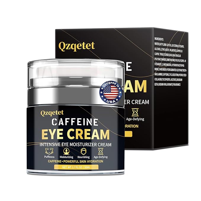 QZQETET Caffeine Eye Cream, Under Cream for Puffiness and Bags Under Eyes Firming, Reduce Dark Circles Wrinkles Fine Lines - Anti Aging Eye Cream