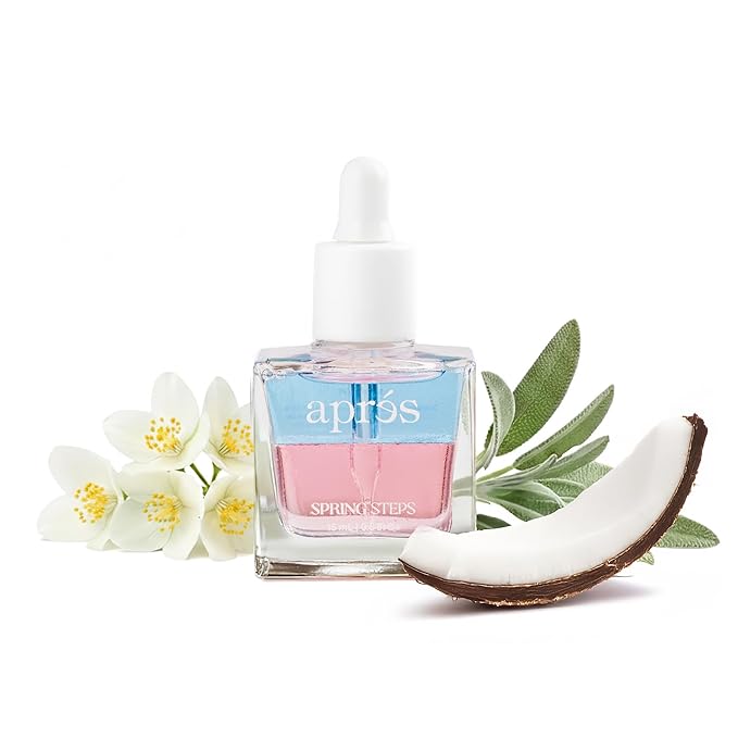 APRÉS Apres Light & Shadow Cuticle Serum, Nourishing Blend of Almond and Jojoba Oil, Vitamin B and Turmeric, Cuticle Repair Oil 15 mL (15 ml, Spring Steps (Coconut, Sage, and Jasmine)) Serum