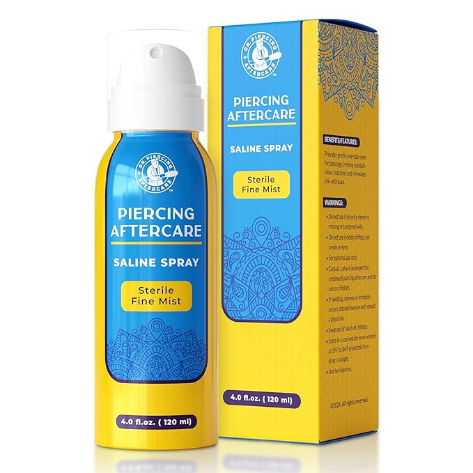 DR. PIERCING AFTERCARE Dr. Piercing Aftercare Spray 4.0 oz Sterile Saline Solution - Gentle Mist Cleaner for Ear Nose and Body Piercings - Simple Two Ingredient Formula skincare