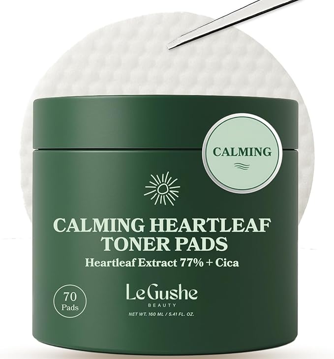 LE GUSHE Le Gushe Heartleaf Face Toner Pads (70 Count) - Calming and Hydrating Toning Pads - CICA and Heartleaf Toner - for Troubled Skin and Breakouts (160 ml/ 5.41 fl oz) Korean face wash