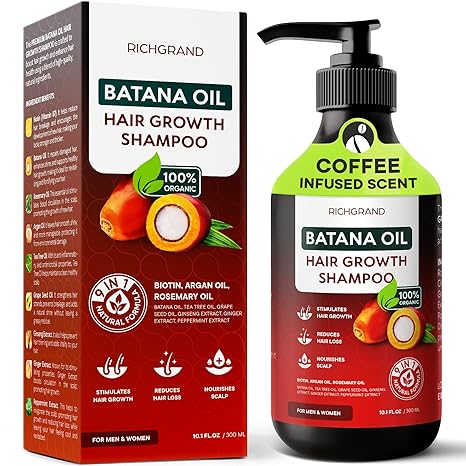 RICHGRAND Batana Oil Shampoo for Thinning Hair - Volumizing Biotin & Rosemary Formula - Sulfate Free Thickening Shampoo for Women & Men - Natural Batana Extract for Scalp Health, Strength & Shine - 9-in-1 Blend skincare