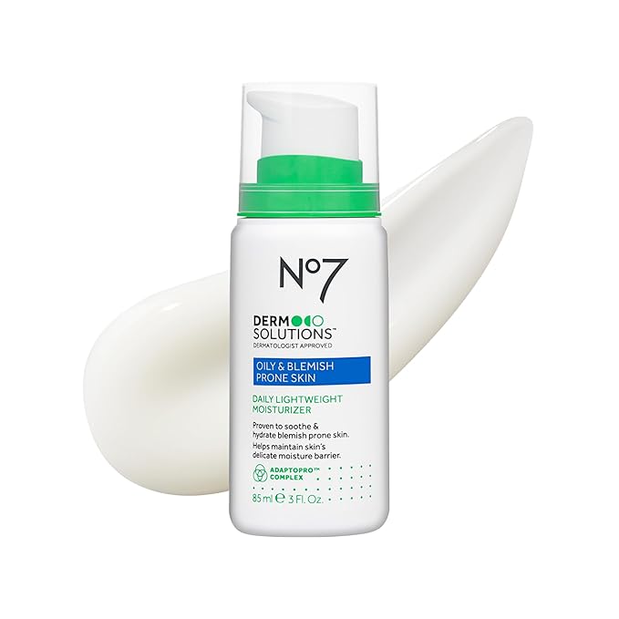 No7 No7 Derm Solutions Daily Face Moisturizer - Hydrating Lotion Formulated with Ceramides & Niacinamide to Help Maintain Moisture Barrier - For Oily & Blemish-Prone Skin (3 Fl Oz) Moisturiser