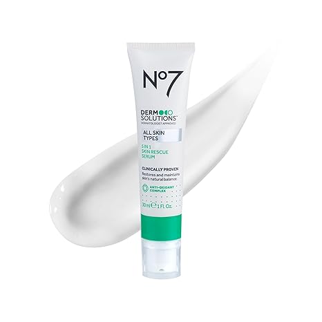 No7 No7 Derm Solutions 5-in-1 Rescue Face Serum - Vitamin C Serum Made with Antioxidants for Uneven Skin Tone, Oiliness & Pores - Helps to Reveal Visibly Healthy & Balanced-Looking Skin (1 fl oz) Serum