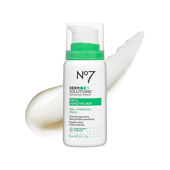 No7 No7 Derm Solutions 100hr Hydrating Face Moisturizer - Face Cream Formulated with Ceramides, Niacinamide & Adaptogens to Help Maintain Moisture Barrier - For Sensitive & Dry Skin (3 Fl Oz) Moisturiser
