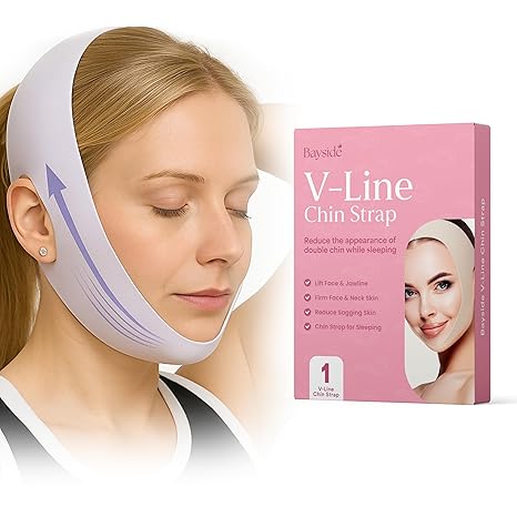 Bayside V Line Lifting Mask Double Chin Reducer for Face Lift & Chin Sculpting | Double Chin Eliminator for Women | Face Strap for Sleeping & Jaw Shaper | Tightening Band for Neck & Cheek | Vline Mask Jawline skincare