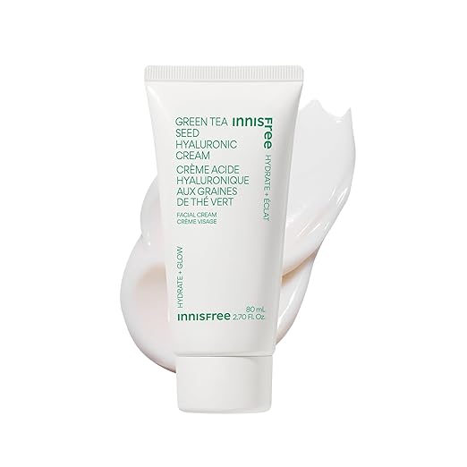 innisfree Green Tea Seed Hyaluronic Acid Cream with Skin Barrier Boosting Complex & Ceramide, Hydrating Korean Face Moisturizer Available in Sets & Jumbo Moisturiser