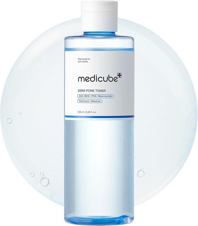 medicube medicube Zero Pore Toner I Exfoliating & Hydrating Blue Bottle Water Toner with AHA, BHA, PHA, Niacinamide, and Panthenol | Korean Skin Care for Pores, Texture, and Moisture Care (8.45 fl. oz.) Korean Exfoliator