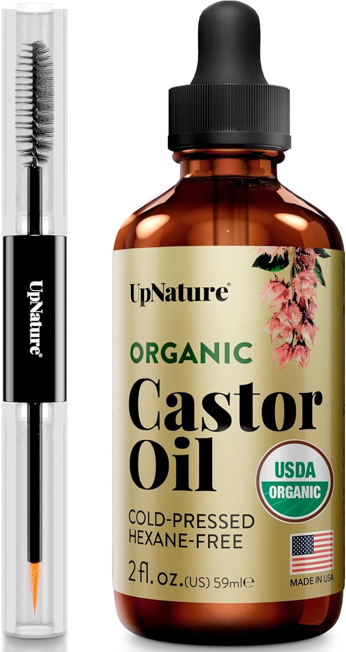 UpNature UpNature Lash Serum for Eyelash Growth - 100% USDA Organic Castor Oil for Eyelashes and Eyebrows Hexane Free (2oz Glass Bottle) Serum