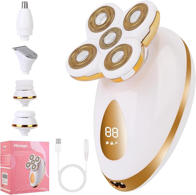 mosago Electric Razors for Women, 5 in 1 Painless Rechargeable Dusk Shaver Womens, Women