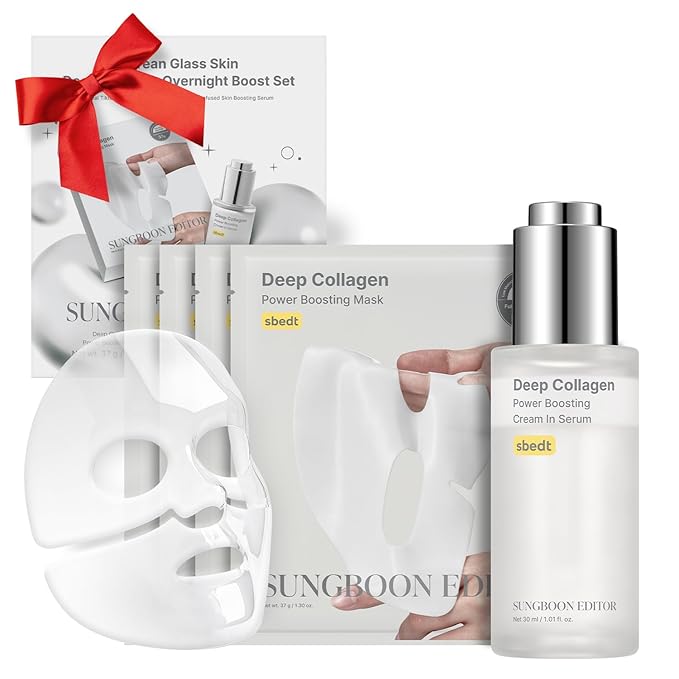 SUNGBOON EDITOR SUNGBOON EDITOR Rejuvenating Combo/Deep Collagen Boost Set | Face Mask (4ea) & Serum | Collagen & Volufiline Skincare Set | Hydrating & Firm-Looking Care Korean Skincare Valentines Day Gifts for Woman Korean face wash