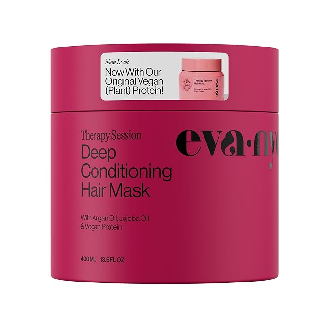 EVA·NYC Eva NYC Therapy Session Deep Conditioning Hair Mask with Vegan Protein, Jojoba Oil + Argan Oil - Hydrate, Soften + Repair Hair Strength - Sulfate Free - Warm Vanilla Scent - 13.5 fl oz skincare