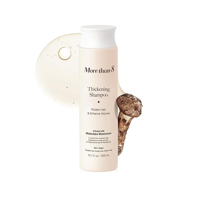 Morethan8 Korean Hair Thickening Shampoo with Matsutake mushroom, for Hair Loss and Hair growth – 300ml 100% Vegan, Paraben&Sulfate&Silicon Free - more than 8 skincare