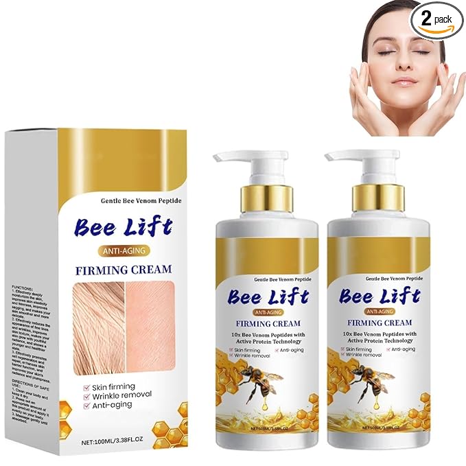 Identicalven 2Pcs Bee Venom Skin Firming Cream, BeeLift Anti-Aging Firming Cream, Wrinkle Removal to Restore Elasticity For All Skin Types Moisturiser