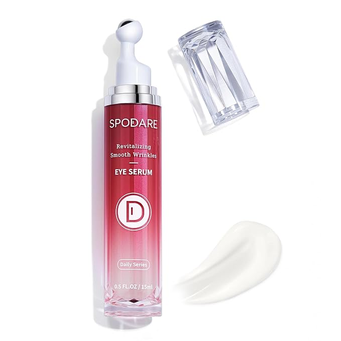 SPODARE Caffeine & Retinol Eye Serum for Dark Circles, Puffiness and Wrinkles, Under Eye Cream with Hyaluronic Acid, Niacinamide & Peptides, Roller Serum with 360°Massage Ball - 0.5 fl. oz Serum