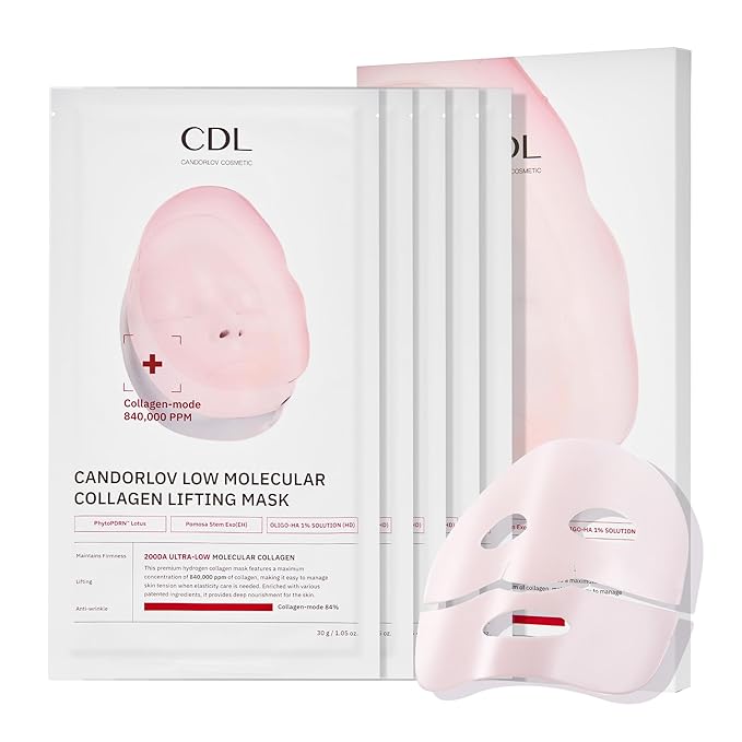CANDORLOV Overnight Collagen Lifting Face Mask 5 Sheets, Korean Face Lifting Deep Hydrogel Mask for Glass Skin, Anti-Aging with PDRN, Hyaluronic Acid for Elasticity, Firmness Korean face wash
