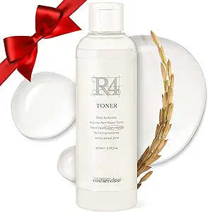NATURECLASS R4 Hydrating Rice Toner – Glass Skin, Toner for Face, Deep Moisturizing, Rice Water, Hyaluronic Acid, Squalane, Korean Skin Care, Fragrance Free, Sensitive Skin, 6.76 fl oz Korean face wash