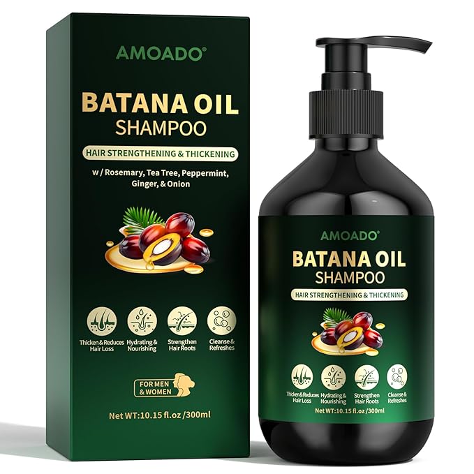 AMOADO Batana Oil Shampoo for Hair Growth, Strengthening, Thickening, Sulfate Free Hair Shampoo for Women & Men with Thinning Hair & Hair Loss, Infused Rosemary, Tea Tree Oil & Mint, 10.15 fl.oz skincare