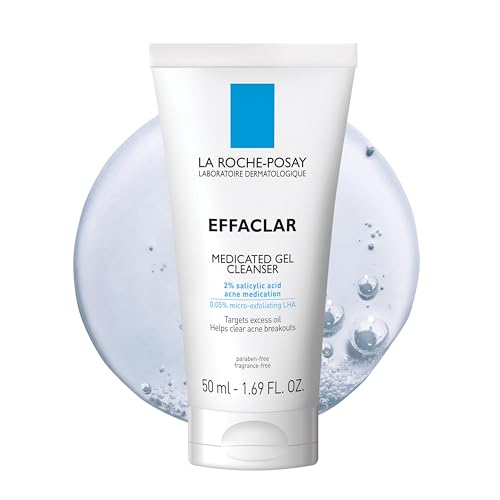La Roche-Posay La Roche-Posay Effaclar Medicated Gel Cleanser, 2% Salicylic Acid Cleanser + LHA + Glycerin, Foaming Acne Face Wash, Helps Clear & Prevent Acne Breakouts, Oil Free, Targets Excess Oil Water Cleanser