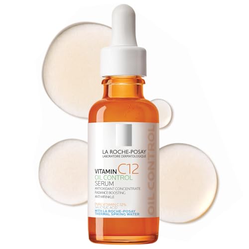 La Roche-Posay La Roche-Posay Pure 12% Vitamin C Oil Control Serum For Face With Hyaluronic Acid & Salicylic Acid, Hydrating Face Serum for Oily & Combination Skin, Boost Radiance & Reduce Wrinkles Serum