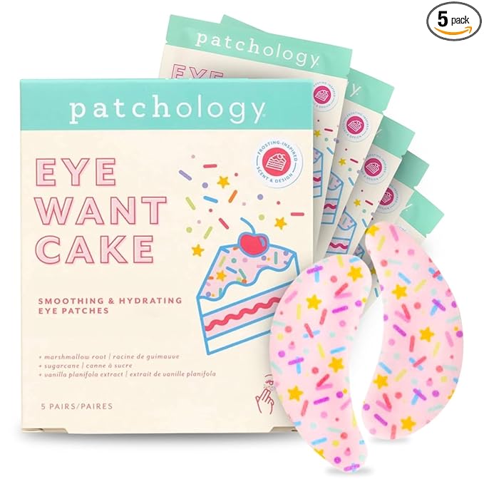Patchology Patchology Eye Want Cake Hydrating & Smoothing Eye Patches – Under Eye Masks for Puffy Eyes, Dark Circles, and Fine Lines – Birthday Cake Inspired Self-Care Essentials, 5-Pack skincare