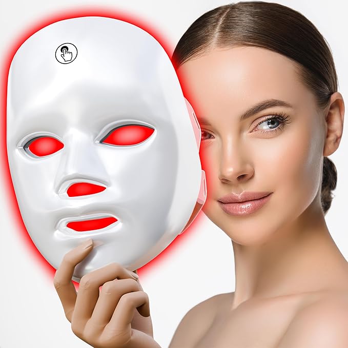gelpal 7-1 Colors Red Light Therapy For Face，LED Facial Skin Care Mask,Red Light Mask for Face, LED Facial Mask Light,Salon or Home,White. skincare