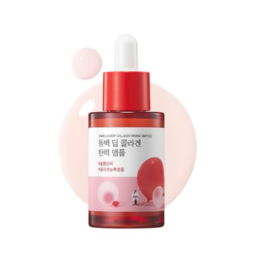 ROUND LAB ROUND LAB Camellia Deep Collagen Firming Ampoule 1.01 Fl Oz, Hydrating and Elasticity-Enhancing Facial Serum with Multi Collagen for Smooth Fine Line and Firm Skin, Pore Tightening, Korean Skincare Korean Serum