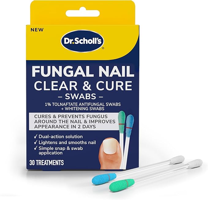 Dr. Scholl’s Fungal Nail Clear & Cure Swabs, 30 ct - Nail Treatment with Tolnaftate to Cure & Relieve Athlete