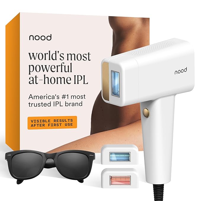 Nood Nood™ NEW Flasher Pro — IPL Laser Hair Removal Device & Anti-Aging Red Light Therapy for Women & Men — Pain-free, Permanent, Visible Results After First Use & Works Everywhere Hair Grows — Gloss White skincare