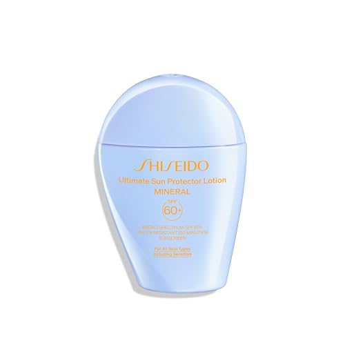 Shiseido Shiseido Ultimate Sun Protector Lotion Mineral SPF 60+ - Sheer, Broad-Spectrum Sunscreen for Face & Body - Visibly Improves Fine Lines, Smoothness & Skin Tone - Fragrance Free, All Skin Types - 50 mL Sunscreen