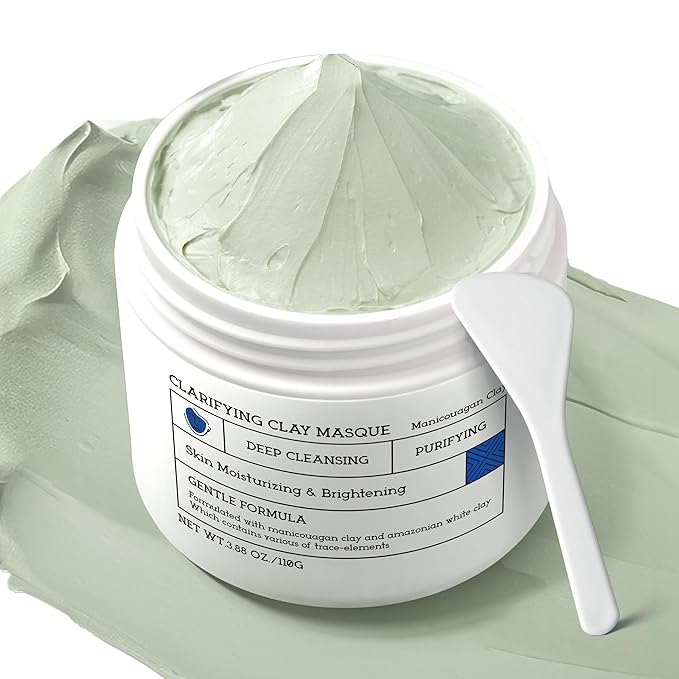 NING DERMOLOGIE Clay Mask for Face & Sensitive Skin: Triple Mud Formula Deep Cleans Pores Reduces Acne Balances Oil & Improves Texture - 3.88 Oz skincare