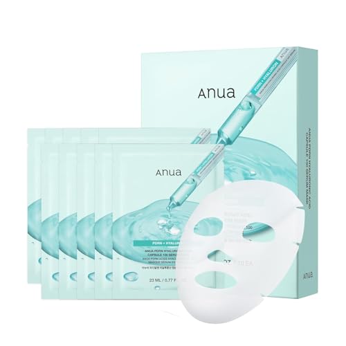 ANUA ANUA PDRN Hyaluronic Acid Capsule 100 Serum Mask, Hydrating Face Mask for Glass Skin, Dewy Glow and Firm Looking Skin, Salmon DNA PDRN and Collagen, Korean Skin Care(10EA) Korean Serum