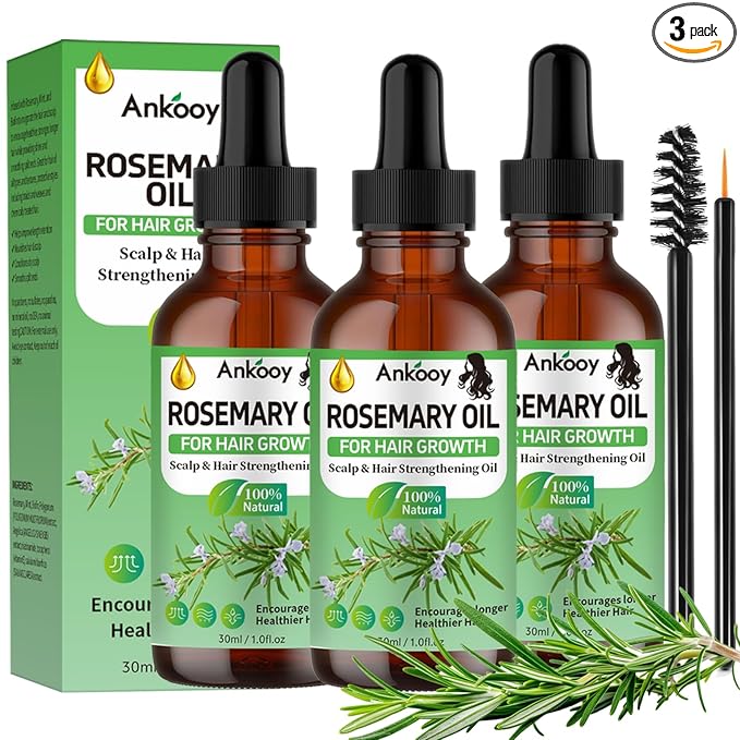 ANKOOY 3 Pack Rosemary Oil for Hair Growth,Rosemary Hair Growth Oil,Strengthening Oil for Dry Damaged Hair,Hair Loss Treatment & Thickens Hair,Scalp Care Promotes Hair Thickness for Men Women skincare