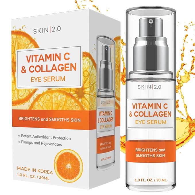 Skin 2.0 Vitamin C & Collagen Under Eye Serum – Dermatologist Tested, Anti Aging Korean Skin Care – Targets Dark Circles, Puffiness & Fine Lines – Vegan Clean Beauty, 1 fl oz Serum