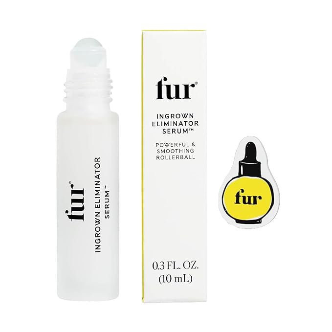 Fur Fur Ingrown Eliminator Serum Rollerball Travel Size - Ingrown Hair Treatment Serum With AHAs and BHAs to Treat Ingrown Hairs and Bumps, Hydrates and Soothes Irritated Skin - 10 ml (Magnet Included) Exfoliator