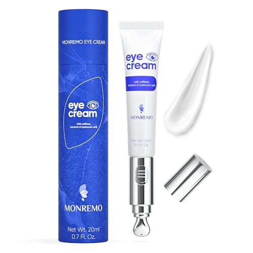 MONREMO MONREMO Caffeine Eye Cream for Dark Circles & Puffiness – Anti Aging Under Eye Treatment with Vibrating Applicator & Turmeric. Eye Bag Remover & Snail Mucin Serum for Wrinkles Serum