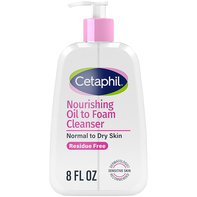 Cetaphil Cetaphil Nourishing Oil to Foam Facial Cleanser for Normal to Dry Skin, up to 24 Hour Hydration, 8 fl oz Korean face wash