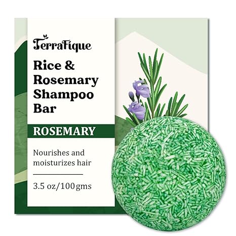 TERRAFIQUE Rice Water Shampoo Bar - Rosemary Shampoo Bar for Hair Growth - Contains Shea Butter, Coconut - For Thinning Hair - 3.5 Oz - Pack of 1 skincare